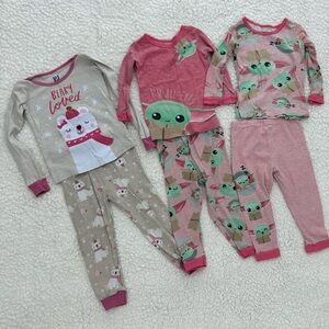 Three pairs of 2T little girls pajamas